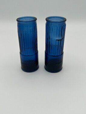 Vintage 1960s Tequila Corralejo Shotgun Shell Shot Glasses in Cobalt Blue